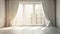 Empty luxury white wainscot wall room folding glass. Generative AI