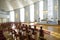 Empty main hall of the Central city civil registry office wedding. Tribune, chairs, carpets