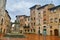 The empty main square of San Gimignano, Tuscany