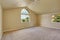 Empty master bedroom with arch window