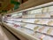 Empty meat counter shelves at a Publix grocery store due to the people panicing and hoarding paper and food products