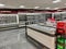 Empty meat and lunchmeat section in a supermarket