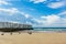 Empty Mediterranean beach with pigeons  in Tel Aviv Israel