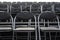 Empty metal black seats row