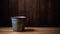 Empty Metal Bucket On Wooden Table: Post-apocalyptic Tonalism