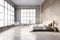 Empty Minimalist Loft Bedroom with Modern Design, AI Generative