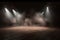 Empty misty dark stage background, fog, and brown spotlights. Showcasing artistic works and products. generative AI