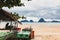 Empty moody Asian Thailand beach with no leisure travellers and tourists. Summer holiday background with no people