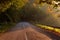 Empty mountain asphalt road. Beautiful autumn scene.