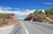 Empty mountain road landscape summer blue sky travel mountains highway asphalt rural way transportation beautiful speed Portugal