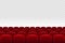 Empty movie theater auditorium with red seats. Rows of red cinema movie theater seats on transparent background, vector