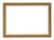 Empty narrow golden carved wooden picture frame