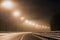 Empty night highway in the Leningrad region, Russia