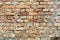 empty old brick wall background with copy space deteriorating old brick wall