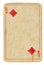 Empty old playing card king of diamonds paper background