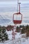 Empty old wooden chairlifts