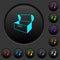 Empty open coffer dark push buttons with color icons