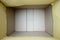 Empty open rectangular cardboard box close up top view