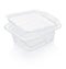 Empty open transparent plastic food container