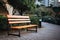 Empty orange bench in public park