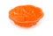 Empty orange silicone cake pan in bundt-style