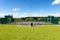 Empty outdoor basketball field