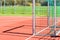 Empty outdoor handball goal