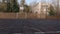 Empty outdoor mini football and basketball court