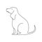 Empty outline of a kind domestic dog. Isolated contour for coloring books