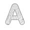 Empty outline of the letter A for coloring with paints, pencils or markers. Isolated on a white background