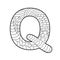 Empty outline of the letter Q for coloring with paints, pencils, or markers. Isolated on a white background