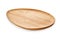 Empty oval wooden tray, Oval natural wood plate, Serving tray isolated on white background with clipping path
