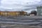 Empty Palace Square in the center of St. Petersburg city during the coronavirus epidemic. Self-isolation of the population