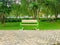 Empty park bench in Wijaya kusuma park