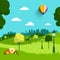 Empty Park Vector Flat Design Landscape.