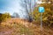 Empty parking lot with roadsign, Finnish countryside