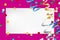 Empty party invitation with paper and confetti