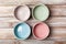 Empty pastel colored bowls