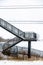 Empty Pedestrian Metal Bridge Elevated Walkway Over British Railroad