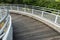 Empty pedestrian walkway. Building abstract background