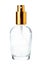 Empty perfume spray glass bottle isolated on white