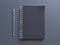 Empty photorealistic mock-up notebook on a light gray background, 3d illustration.