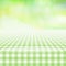 Empty picnic gingham tablecloth, green background