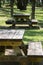 Empty picnic table in a tranquil park