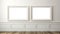 Empty picture frames on wall, white inside painting frames mockup