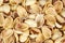 Empty pistachio shells background