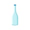 Empty plastic bottle with long narrow neck and blue lid. Container for liquids. Flat vector element for advertising