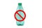 Empty plastic bottle with restriction sign on white background - Stop plastic concept