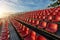 Empty plastic chairs at temporary grandstand stadium in Phuket,