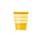 Empty plastic yellow garbage bin with holes - flat cartoon trash can